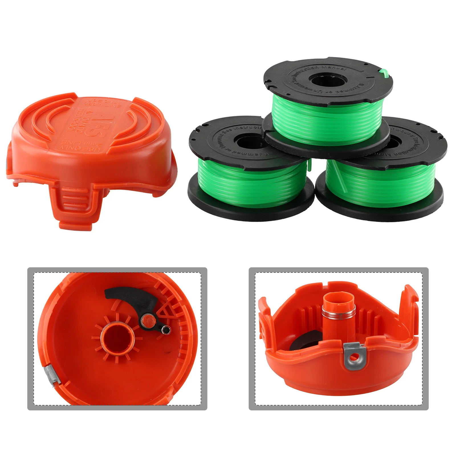 Original equipment match erstatningsspoletråd og lokk, 3- pakning for black & decker  gl7033 gl8033 gl9035