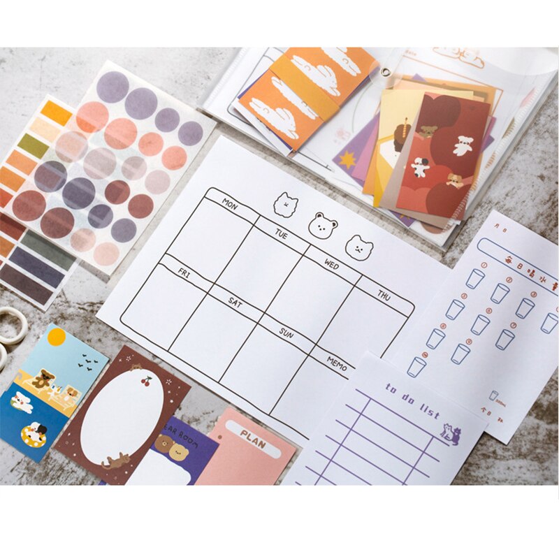 Veckoplanerare papper klistermärke dagbok kawaii agenda schema skola kontor student pm schema leveranser: Himmelsblå