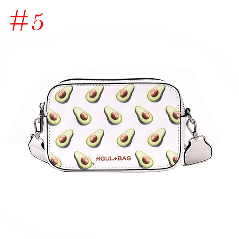 Adisputent kvinder håndtaske lille boks form skuldertaske jordbær vandmelon taske messenger bag crossbody taske: Avocado hvid