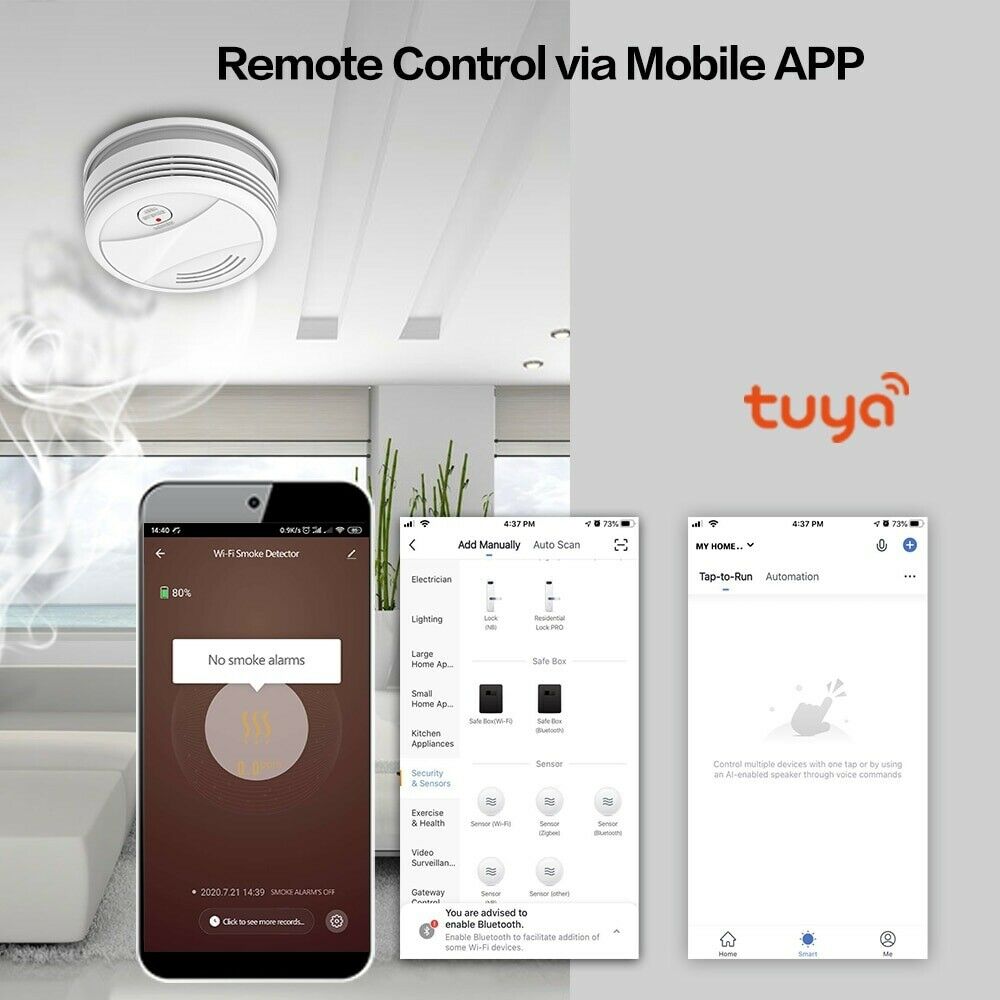 Tuya WIFI smoke Detector Smart Smoke Alarm Home Se... – Grandado