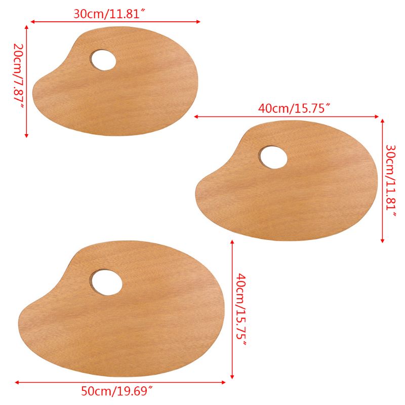 Paleta de pintura al óleo ovalada sellada acrílica hermosa y duradera de sólida de madera Arte Simple herramientas de pintura tablero de Color Q6PA