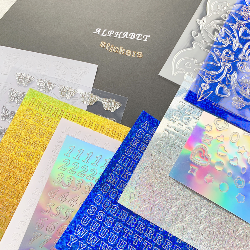 Glitter Alphabet Sticker Korean Aesthetic Sticker For K-pop Toploader Decor DIY Scrapbooking Journal Diary Supplies Stationery