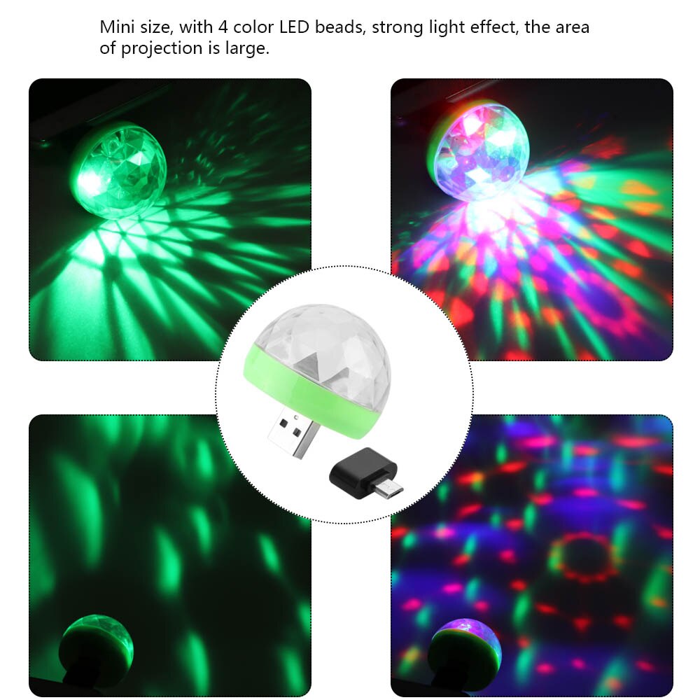 Mini Disco Ball Light,Rechargeable Party Lights,Sound Activated Strobe