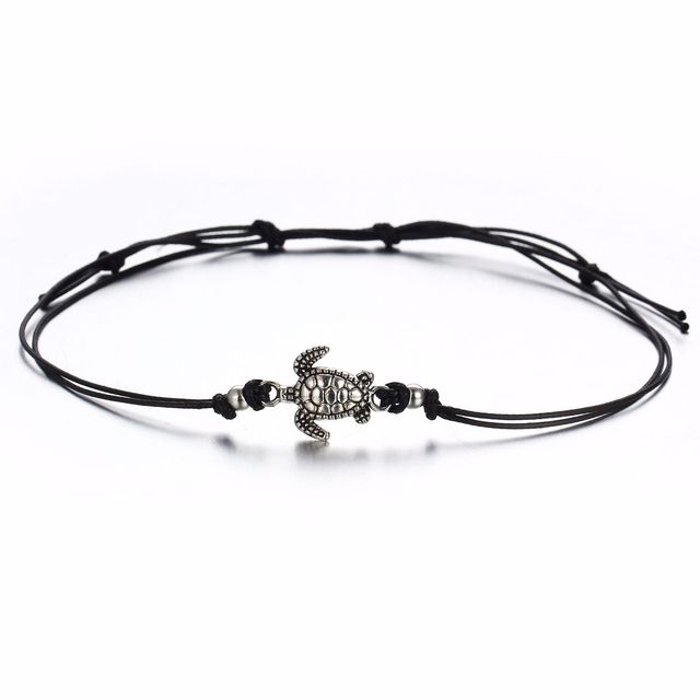Women's Vintage Heart Flower Barefoot Sandals Beach Anklet Tassel Chain Foot Jewelry Bracelet on Leg Bracelet Ankle Jewelry: black