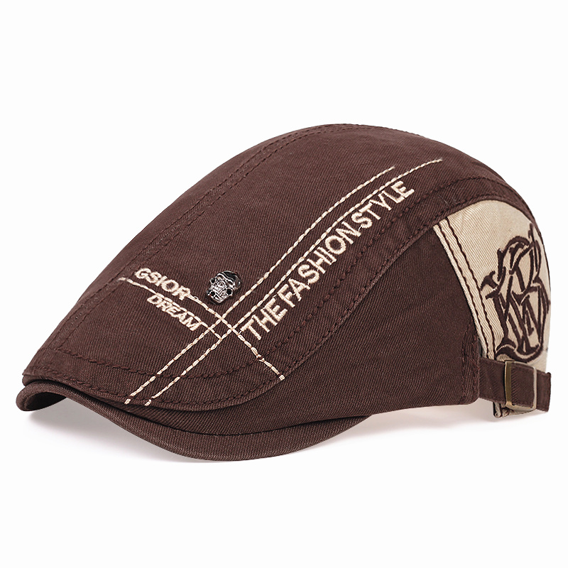 Boina multiusos para hombres y mujeres, gorra de algodón con calavera decorada, gorra a juego informal y de , estilo Four Seasons: Castaño