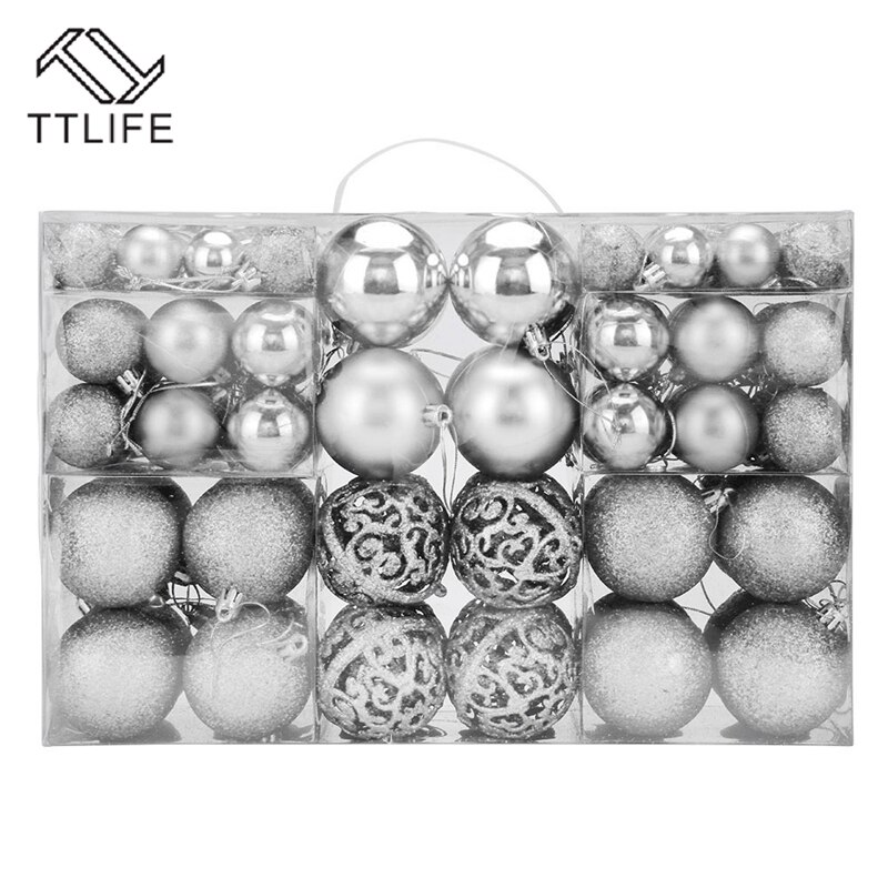 TTLIFE 100 Pieces Christmas Ball Ornaments Xmas Tree Ball Bauble Hanging Home Colorful Party Ornament Festival Decor Solid Box