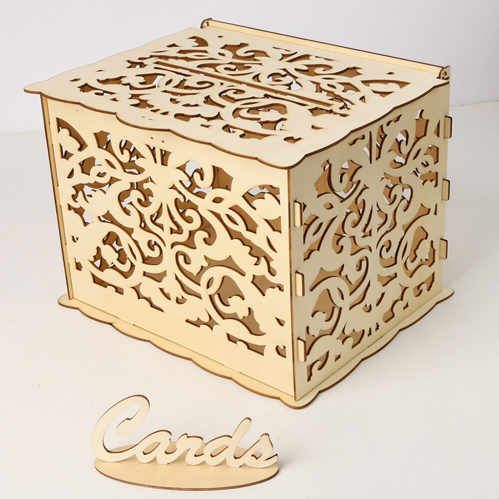 DIY Holz Hochzeit Karte Kasten mit Schloss Karte Zeichen Rustikalen Hohl Karte Halfter Empfang Hochzeitstag Party Dekoration: Stil 8