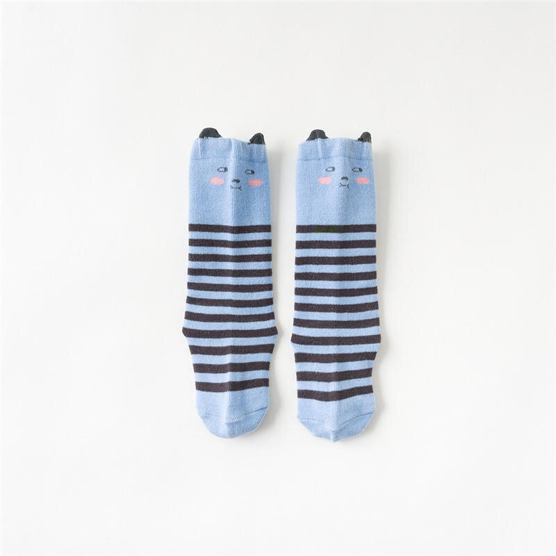 Wecute Blauwe Strepen Katoenen Kids Sok Anti Slip Cartoon Knie Hoge Babysokjes Voor Jongens Meisjes Baby Accessoires Beenwarmers: Blauw / for 1-3years