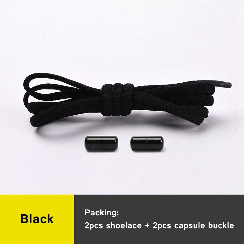 Elastic No Tie Shoelaces Semicircle Shoe Laces For Kids and Adult Metal Lock Sneakers Shoelace Boot Lazy Laces Shoe Strings: black / 120cm