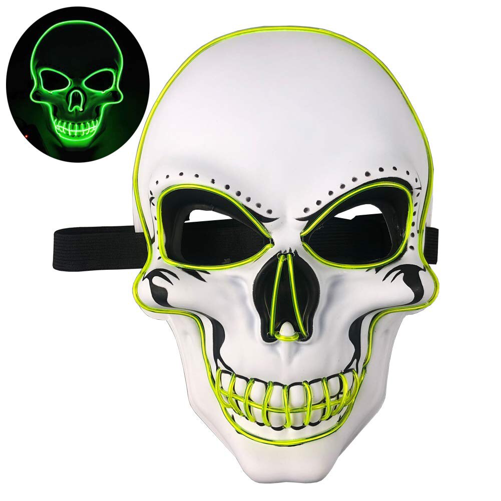 Party Halloween Masker Skelet LED Masker EL-Draad Scary Mask Light Up Cosplay Kostuum Maskerade Maskers Maskers Glow in Het Donker: Groen