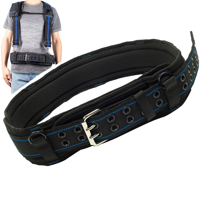 Men's Heavy Work Belt Multi-Function Hangable Mitigate Weight Tooling Belts For Toolkit Breathable Lumbar Pad Buckle Belt Men