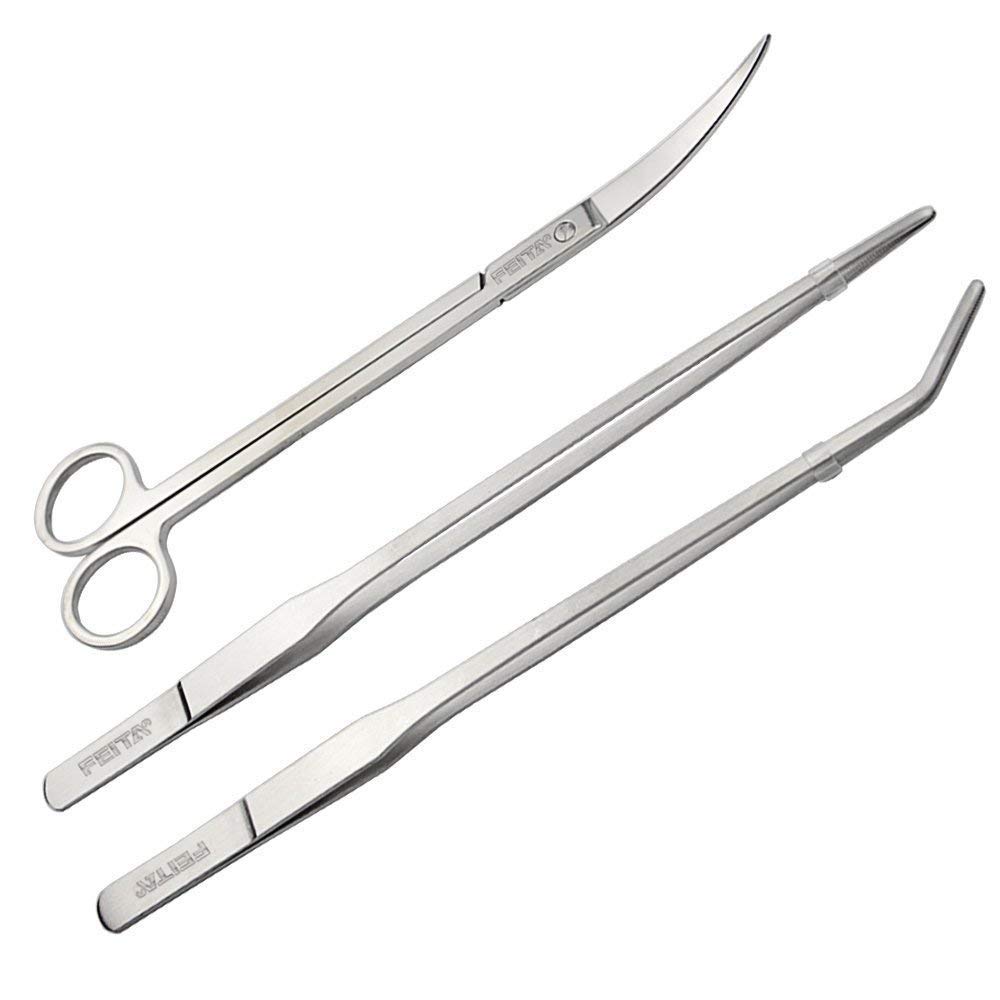 Kit de pinzas para acuario FEITA, juego de tijeras de pinza para plantas acuáticas, Kit de iniciación para peces 3 uds.