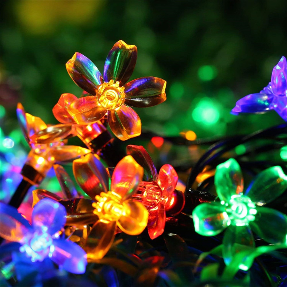 Solar udendørs julelys 20 50 led fe blomst blomst dekorativt lys til indendørs have gårdhave fest træ dekoration