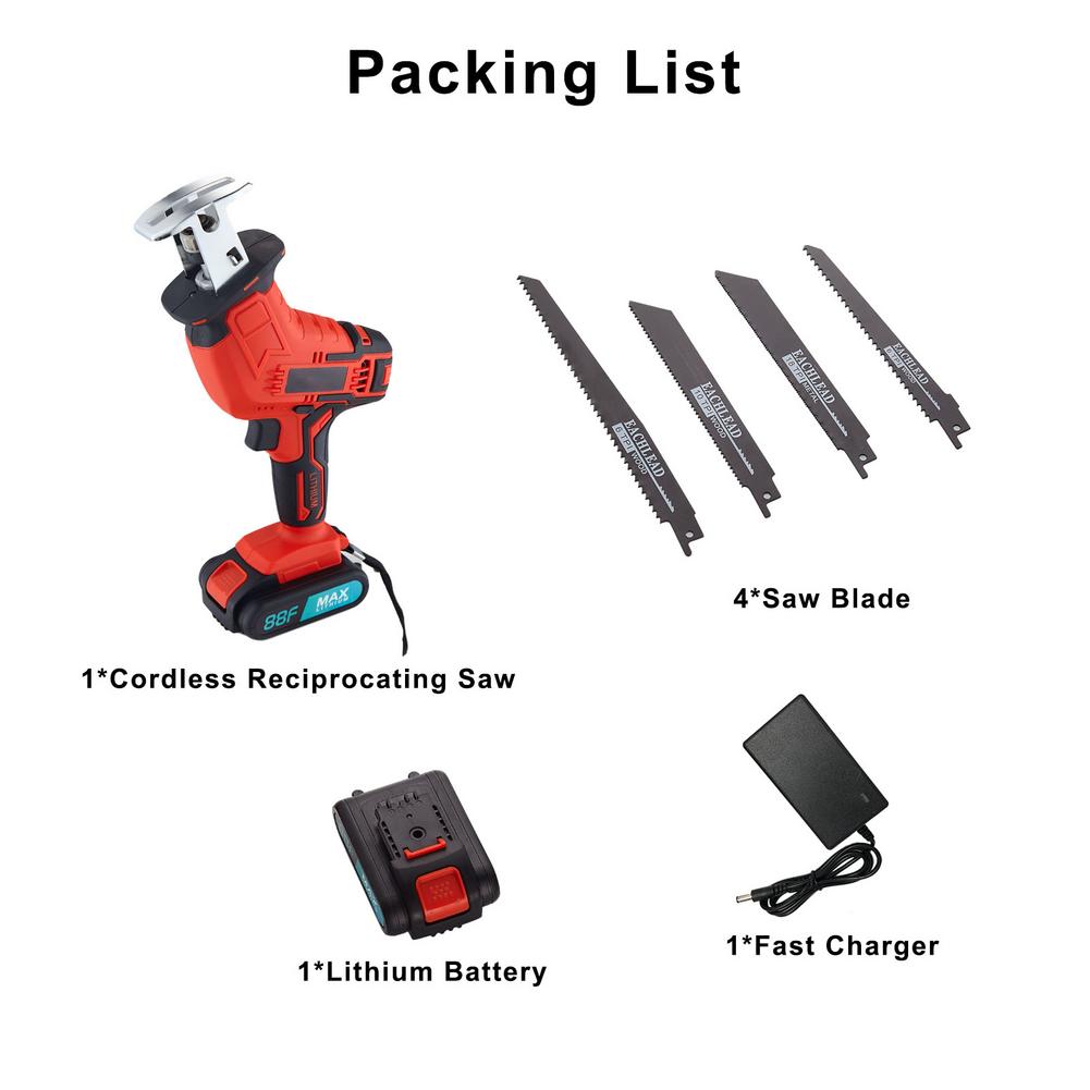 Handheld Lithium Reciprocating Saw Sabre Saw Hand Saw Woodworking Electric Saw Small Sabre Saw Free 4 Saw Blades
