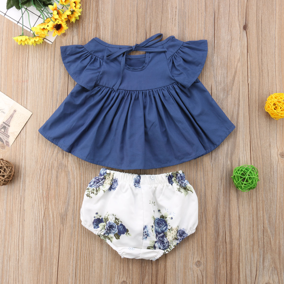 Pudcoco nyfødte baby pige tøj blomstermønster ærmeløs kjole toppe korte bukser 2 stk outfits bomuldstøj