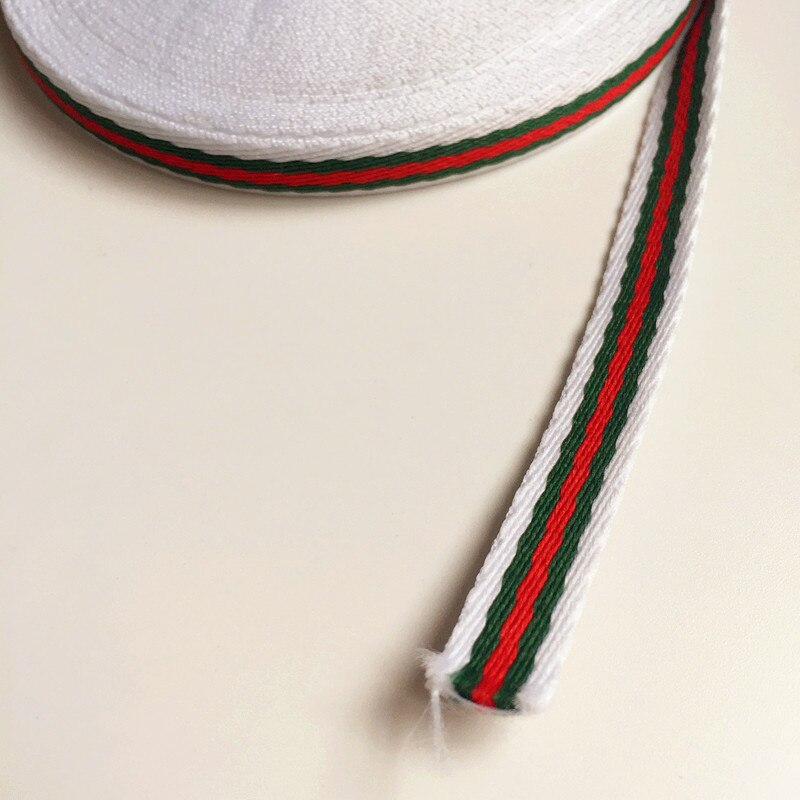 1 cm de alta qualidade fio macio tingido faixa webbing. Acessório da fita de costura diy, colhedor das decorações da roupa, corda da embalagem do presente: white green red