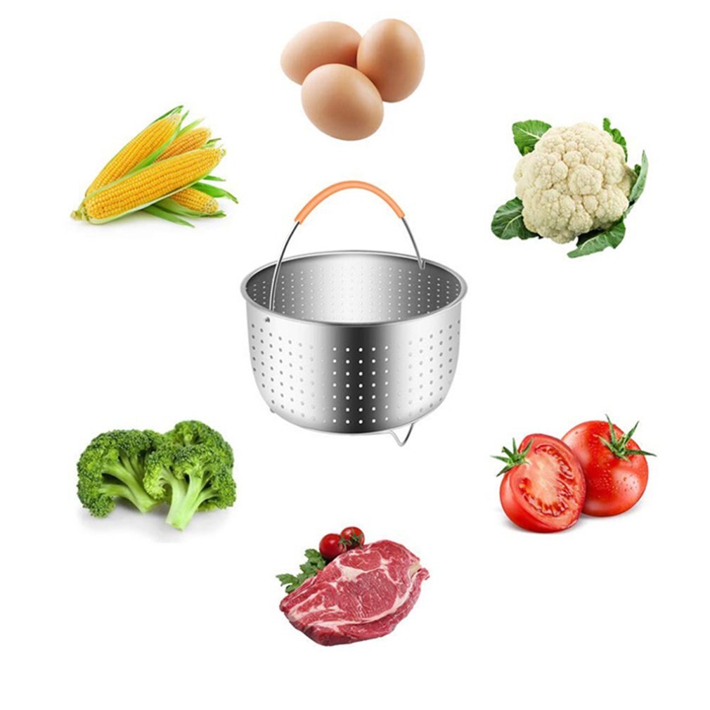 304 Stainless Steel Steamer Basket Instant Pot Accessories for 6 Qt Instant Pot Pressure Cooker with Silicone Covered Handle