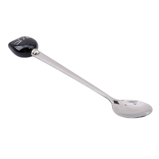 Rvs Cartoon Keuken Tool Ijs Lepel Koffie Lepel Kat Keramische Lepel Bestek: BlackCat Spoon