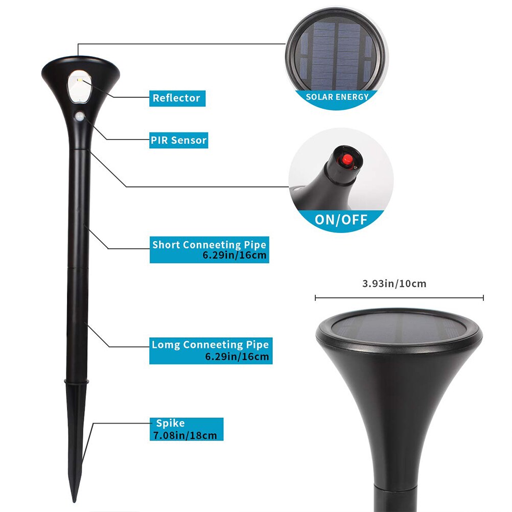 2Pcs Solar Gazon Verlichting Tuin Spot Lamp Met Bewegingssensor Solar Land Scaping Licht Multipurpose Tuin Grond Solar Gazon lamp