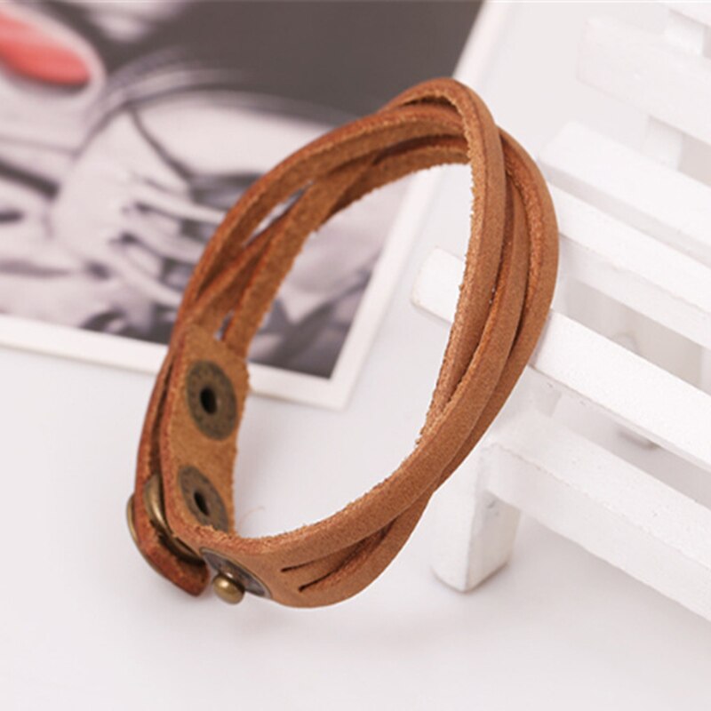 Vintage Snap Bracelet Men/Women Adjustable Leather Wrap Bracelets & Bangles Pulseira Masculina Jewelry