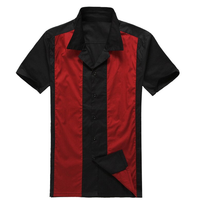 Plus Größe männer 50 s Mens Bowling Kleid Hemden Kurzarm Patchwork Rockabilly Stil lässig Baumwolle Bluse Männliche Kleidung: verrotten / XXXL