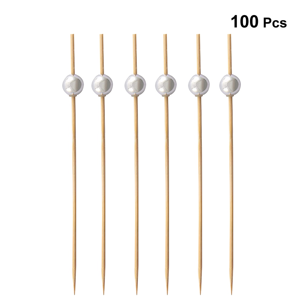 100 kpl 12 cm cocktailtikut kertakäyttöiset käsintehdyt pyöreät helmet juhlatarvikkeet hedelmät hammastikkuja alkupalat hedelmille