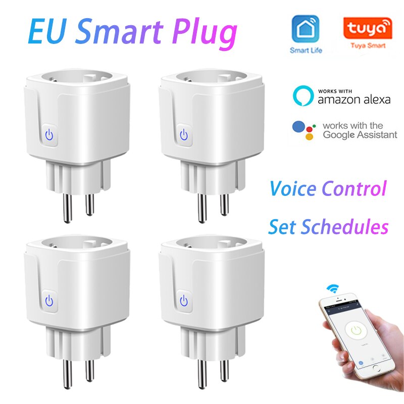 16A EU Smart WiFi Plug Power Monitor Socket Outlet Timing Function Voice Control Works With Alexa Smart Life Tuya Smart Home