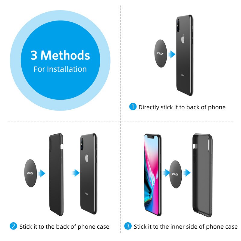 USLION Car Phone Holder Metal Plate Disk Magnet Mobile Phone Holder Metal Plate Iron Sheets Magnetic Car Phone Stand Holders