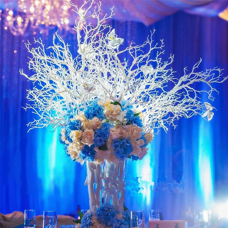 Rama de árbol de Coral de plástico, 92cm, decoración de pared de flores, ramas de Coral blanco, decoración de pared de plantas