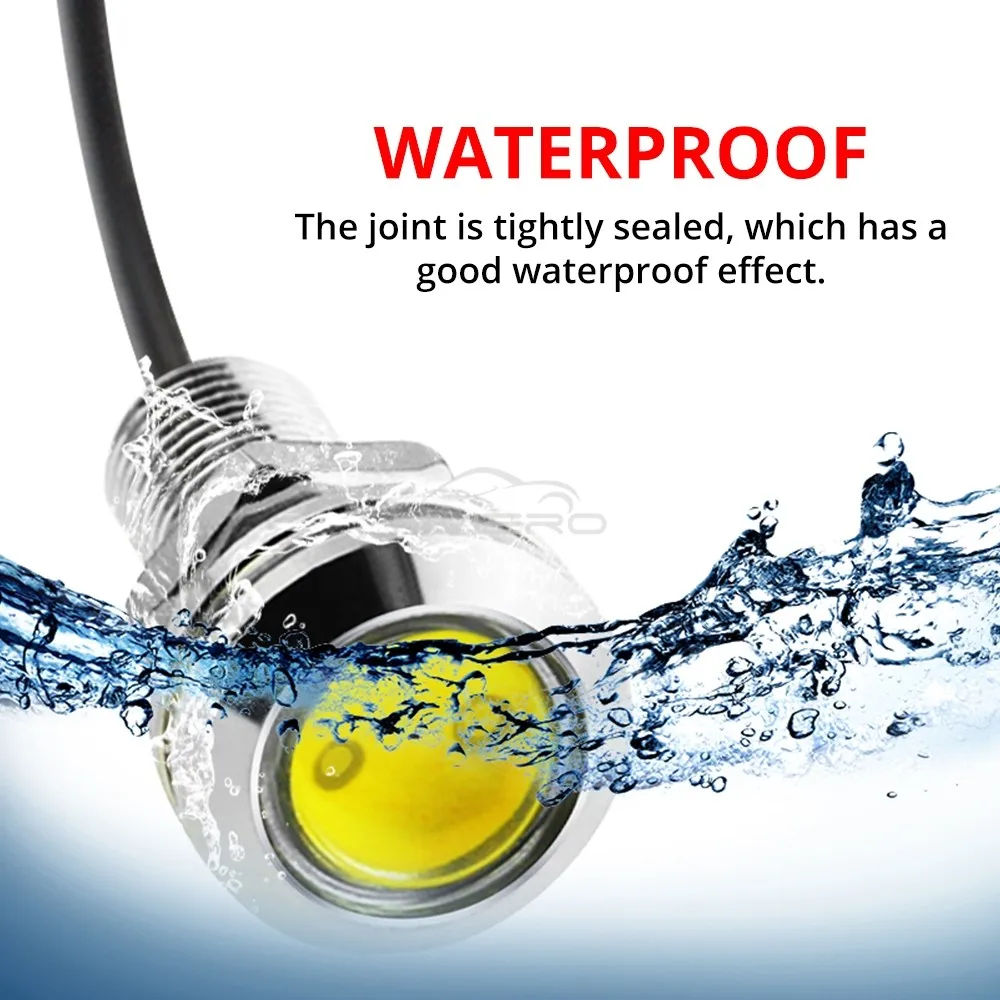 Luces antiniebla de estacionamiento de marcha atrás, 18mm, Auto DRL DC 12V, Led, ojo de águila, bombilla de carcasa plateada, lámpara de señal de giro de marcha diurna, respaldo, 1 Uds.