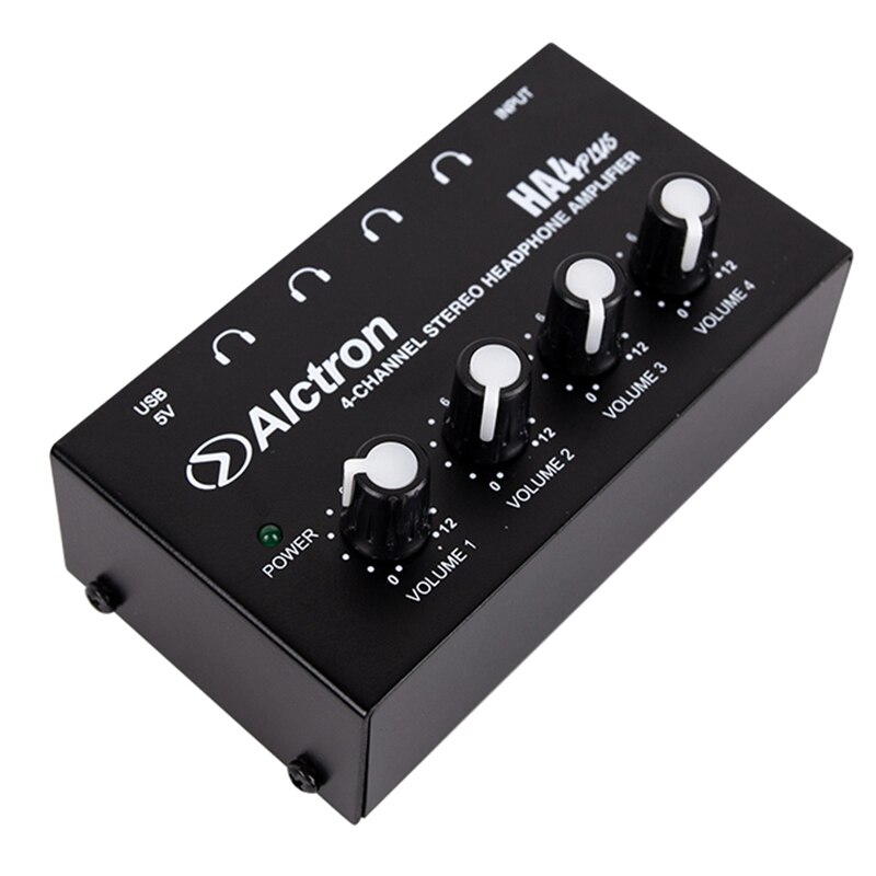 Alctron 4-Channel Portable Stereo Headphone Amplifier Mini Earphone Splitter Amp TRS Headphones Output Jack