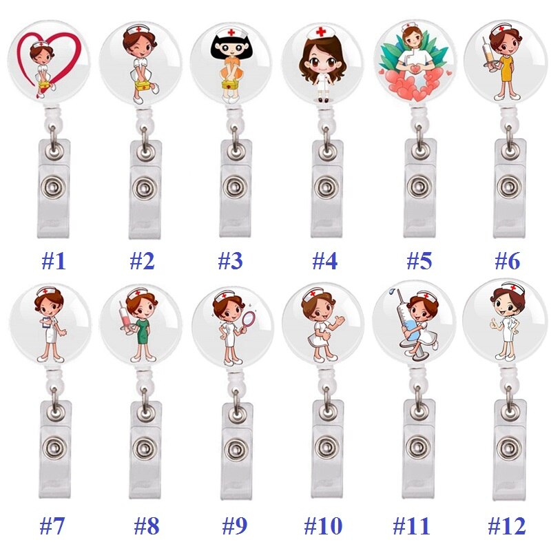 10 Stks/partij Cartoon Mooie Vrouwen Verpleegster Arts Medische Hart Intrekbare Badge Reel Broches Clips Voor Id Naam Kaarthouder Sleutelhanger: Choose Models