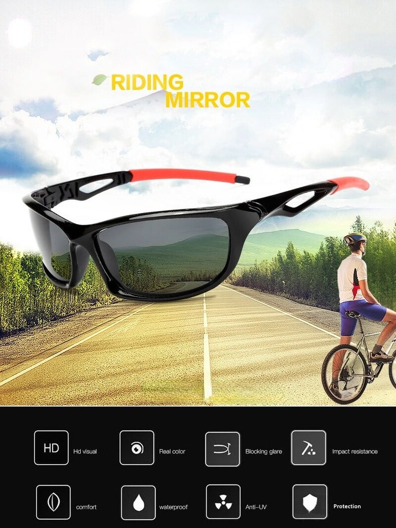 Polarized Sunglasses Men Brand Square Sports Sun Glasses for Men Driving Fishing Black Frame Goggle UV400