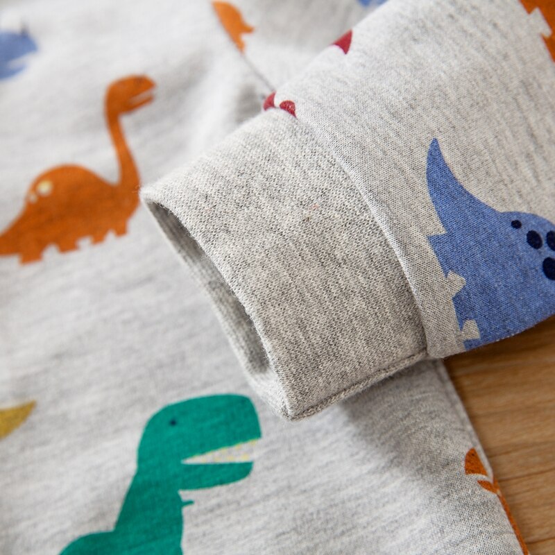 Patpat lente en herfst baby dinosaurus allover jumpsuit voor babyjongens bodysuits kleding