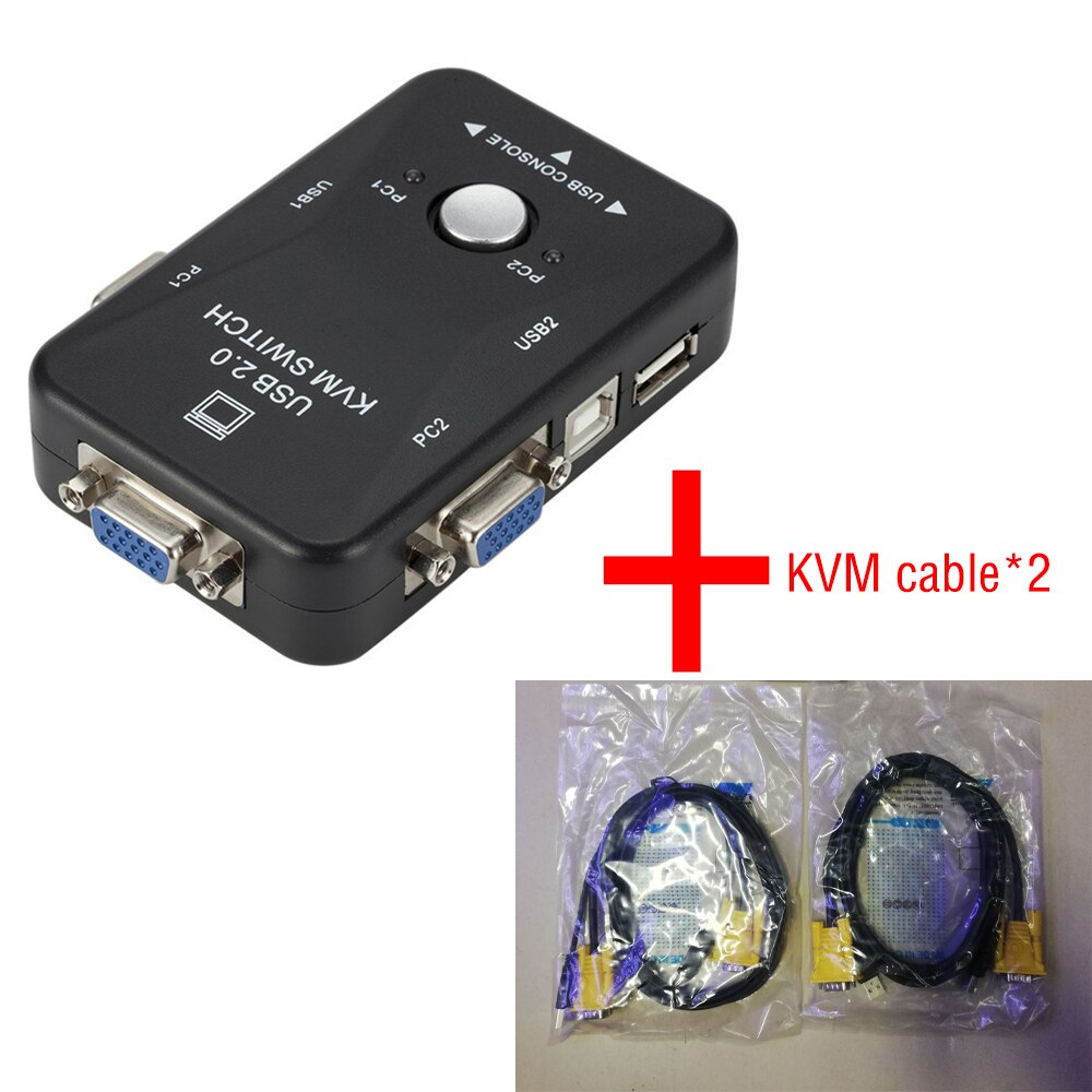 Qedo usb kvm switch 2 port vga svga switch box usb 2.0 kvm mus switcher keyboard 1920*1440 vga splitter box sharing switch: B