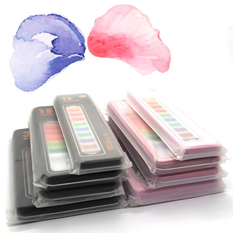 Kemila 12/18/24/36/Kleur Solide Aquarel Set Basic Neone Glitter Aquarel Verf Voor Tekenen art Verf Levert