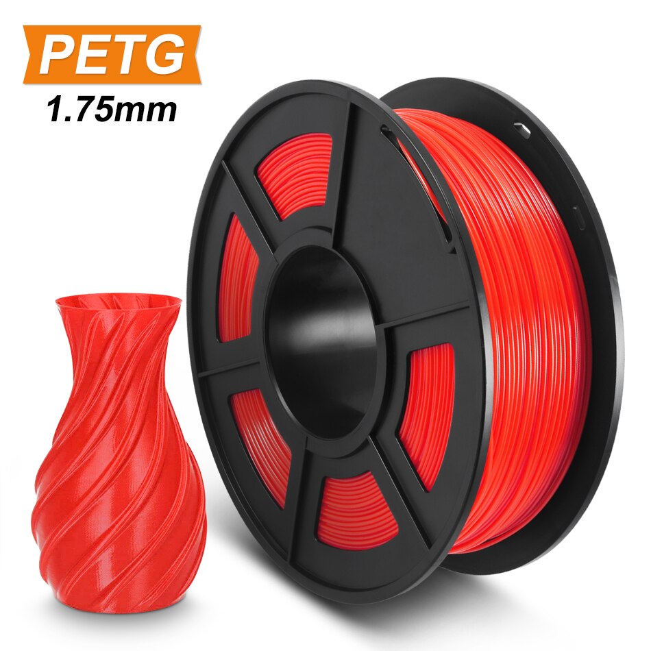 SUNLU 1,75 PETG 3D Drucker Filament Durchscheinend PETG 3d Filament 1KG Mit Spule Schnelle: PETG-rot