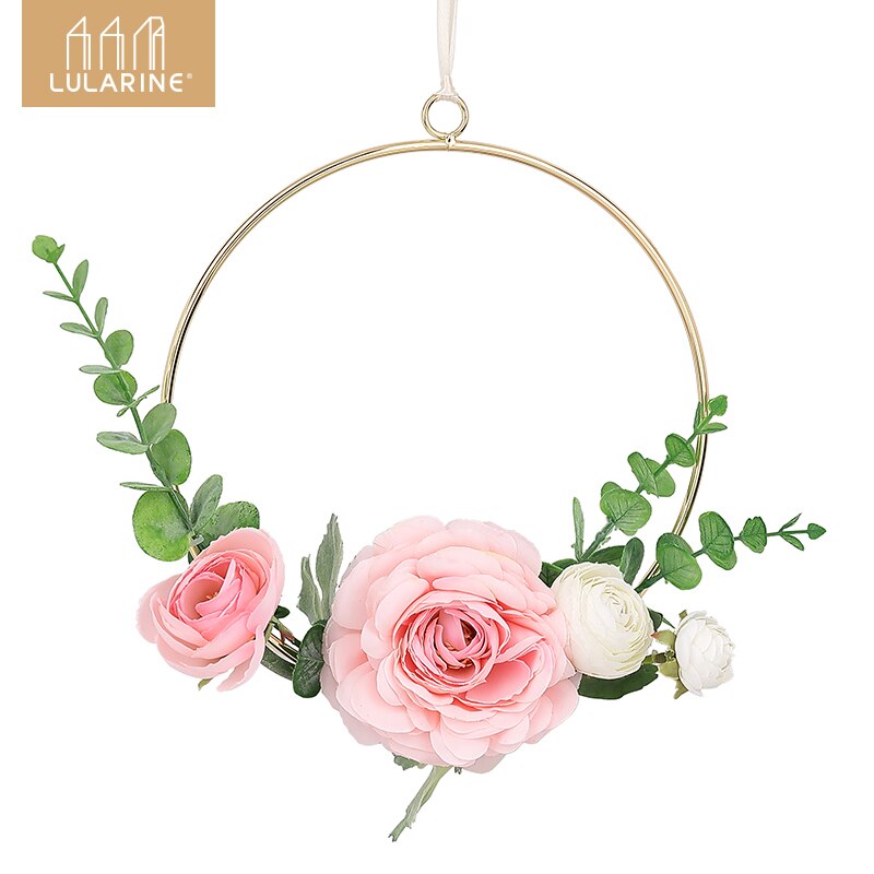 20-30cm Iron Rope Gold Metal Ring Wreath Garland Flowers Wedding Bride Flowers Wreath Handmade Wall Hanging Garland Decoration