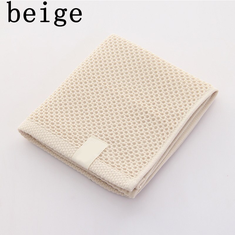 Japansk stil absorberende bikageteknologi 72*32cm blødt vaffelhåndklæde 1pc badeværelse tilbehør ensfarvet håndklæde bomuld: Beige