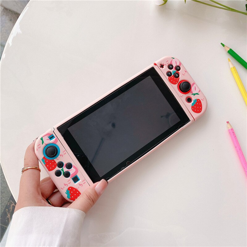 Neue Rosa Nette Erdbeere Protector Cases für Nintendo Schalter Zubehör Weiche TPU Shell Cover für Nintendos Schalter Haut Fall