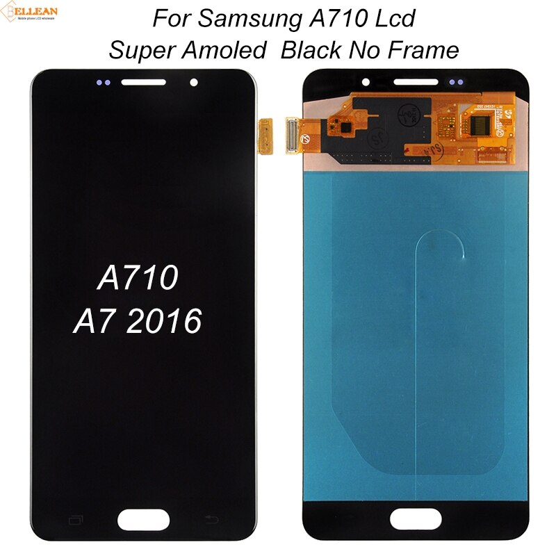 Catteny A7 Lcd Display Voor Samsung Galaxy A710 Lcd A7100 A710M A710F Display Met Touch Screen Digitizer Vergadering + gereedschap: Super Amoled Black