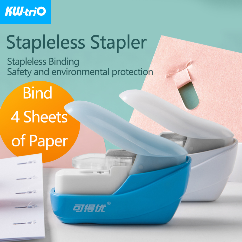 Kw-Trio Mini Stapleless Nietmachine Veilig Papier Nieten Plastic Nietmachine Zonder Nietjes Draagbare Geen Nietjes Nietmachine Bindtoebehoren