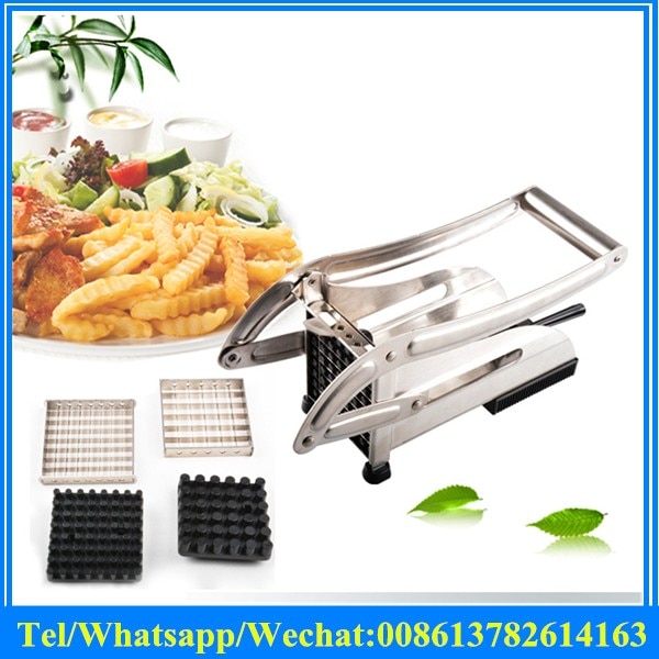 Stainless Steel Home manual French Fries Potato Chips Strip Cutting Cutter Machine mini vegetable Slicer Chopper Dicer+2 Blades