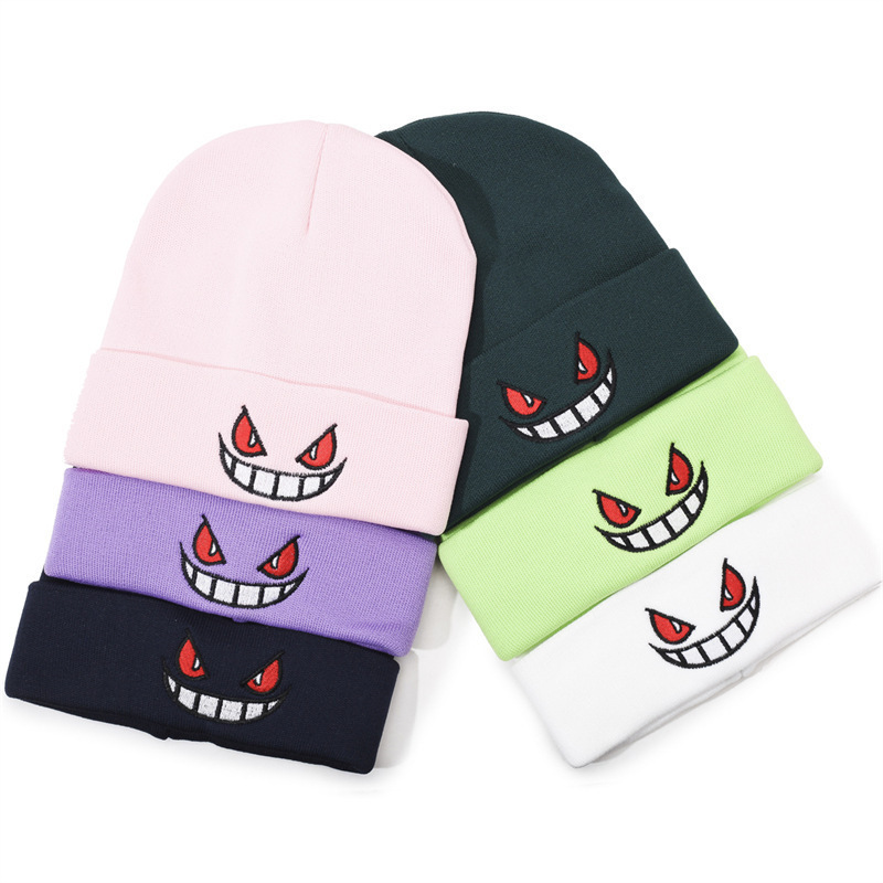 Tegneserie broderede huer populær amerikansk anime tegneserie broderet strikket efterår vinter varm hue uldhue gengar huer