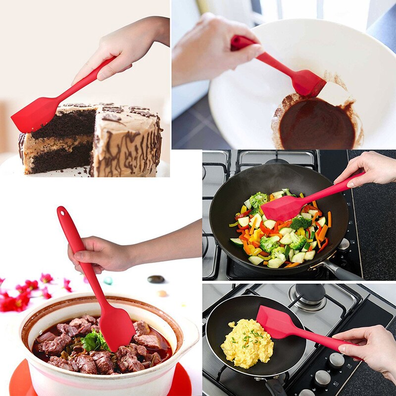 Kitchen Cooking Tool Heat Resistant Integrate Handle Silicone Spoon Scraper Kitchen Utensil Turners Spatula Pan Spatula Cake