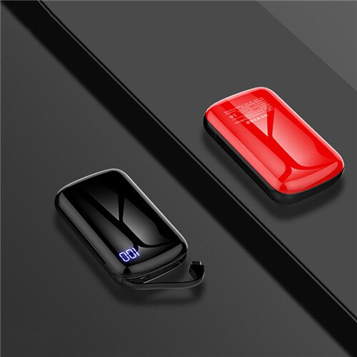 Mini Power Bank 50000Mah Grote Capaciteit Pocket Mobiele Telefoon Externe Batterij Ingebouwde Opladen Kabel Een-way Charger: red