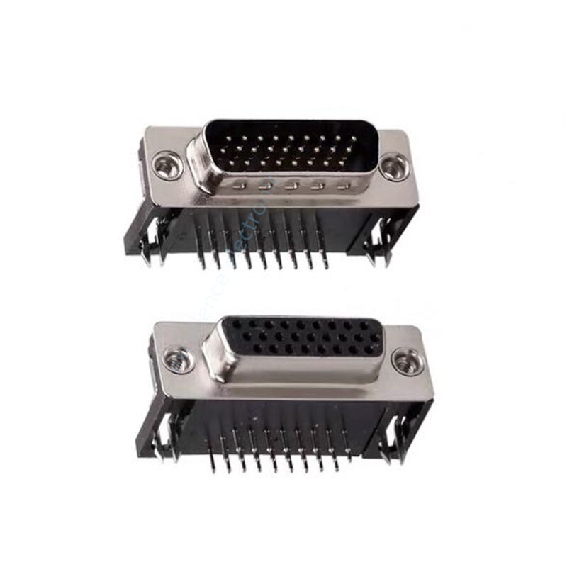 5 unids/lote D-sub DB26 HDR26 conector macho/hembra 26-pin 3 fila ángulo recto Puerto Terminal de adaptación