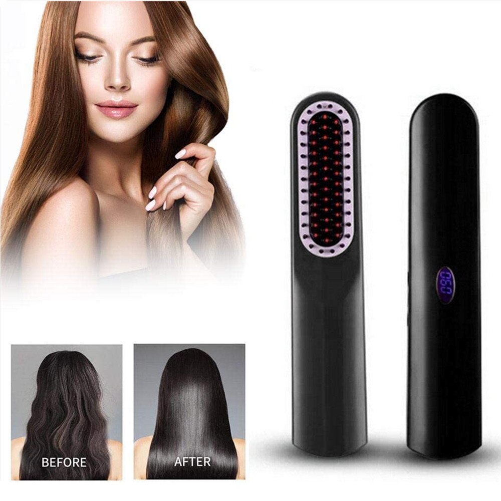 Beard Straightener Comb USB Cordless Hair Straightener Brush Hair Iron Straightening Men Quick Beard Straightener Styler Comb