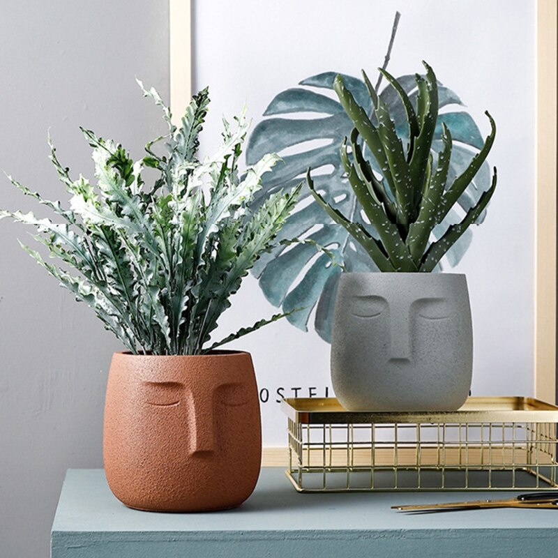 Vase en céramique avec visage humain, Pot de fleurs Zen, plantes vertes succulentes, jardinière, décor de jardin, balcon, maison