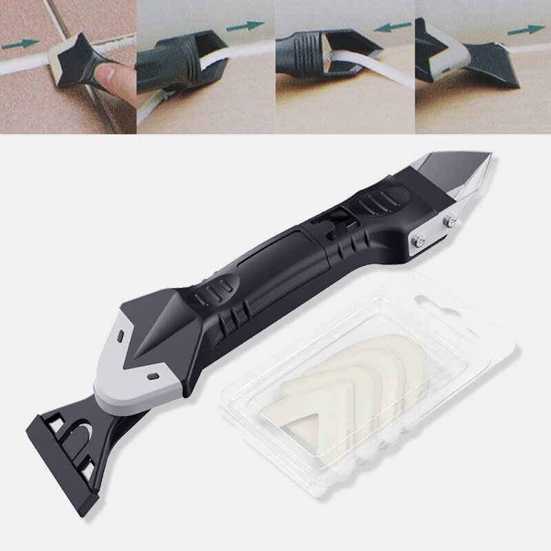 5 in 1 spatel, wisser, gladde schraper, voegkit, kitafwerker, kitgereedschap, siliconenverwijderaar, homeholdset, accessoires
